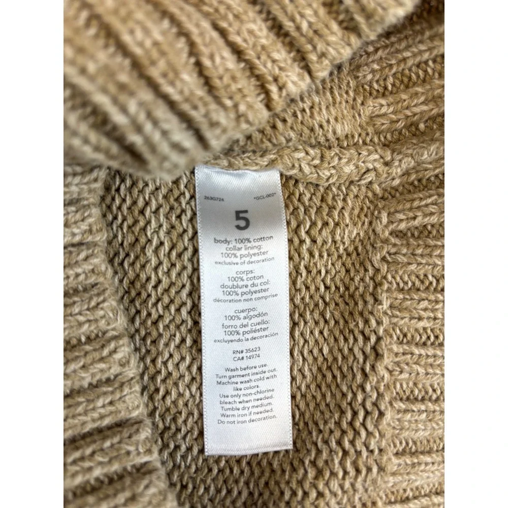 Carters Boys Sweater Size 5 Beige Knit Sherpa Collar Button Up‎ Pullover